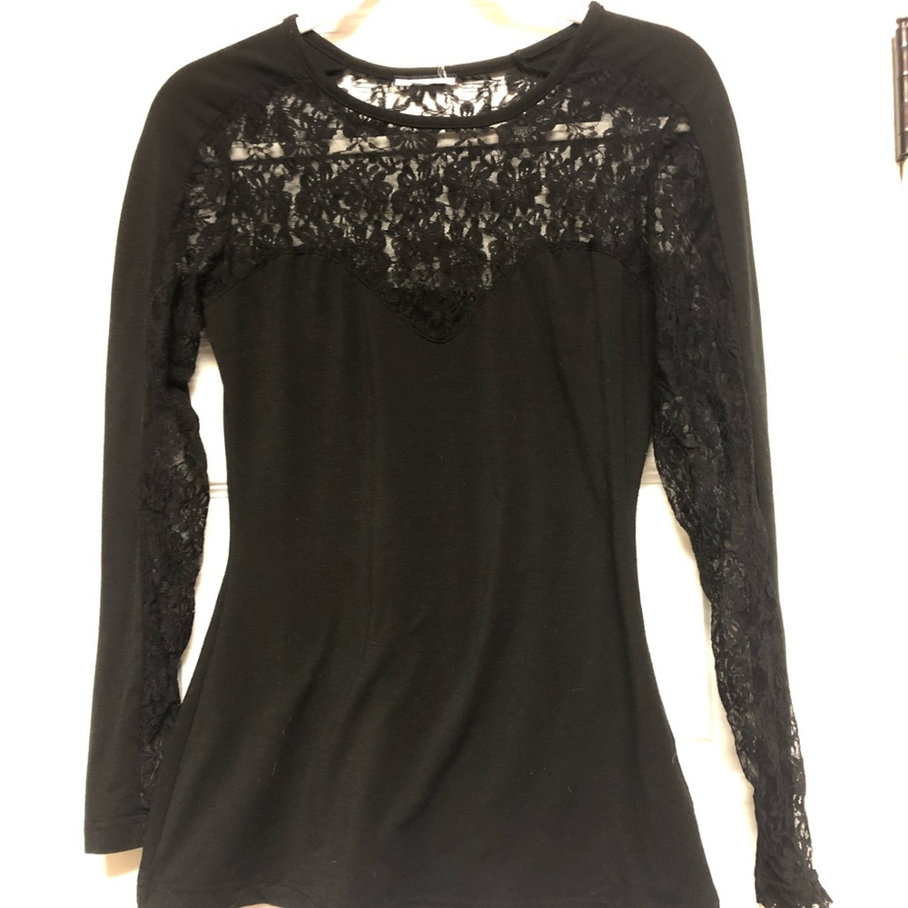 Black Long sleeve lace bodice top